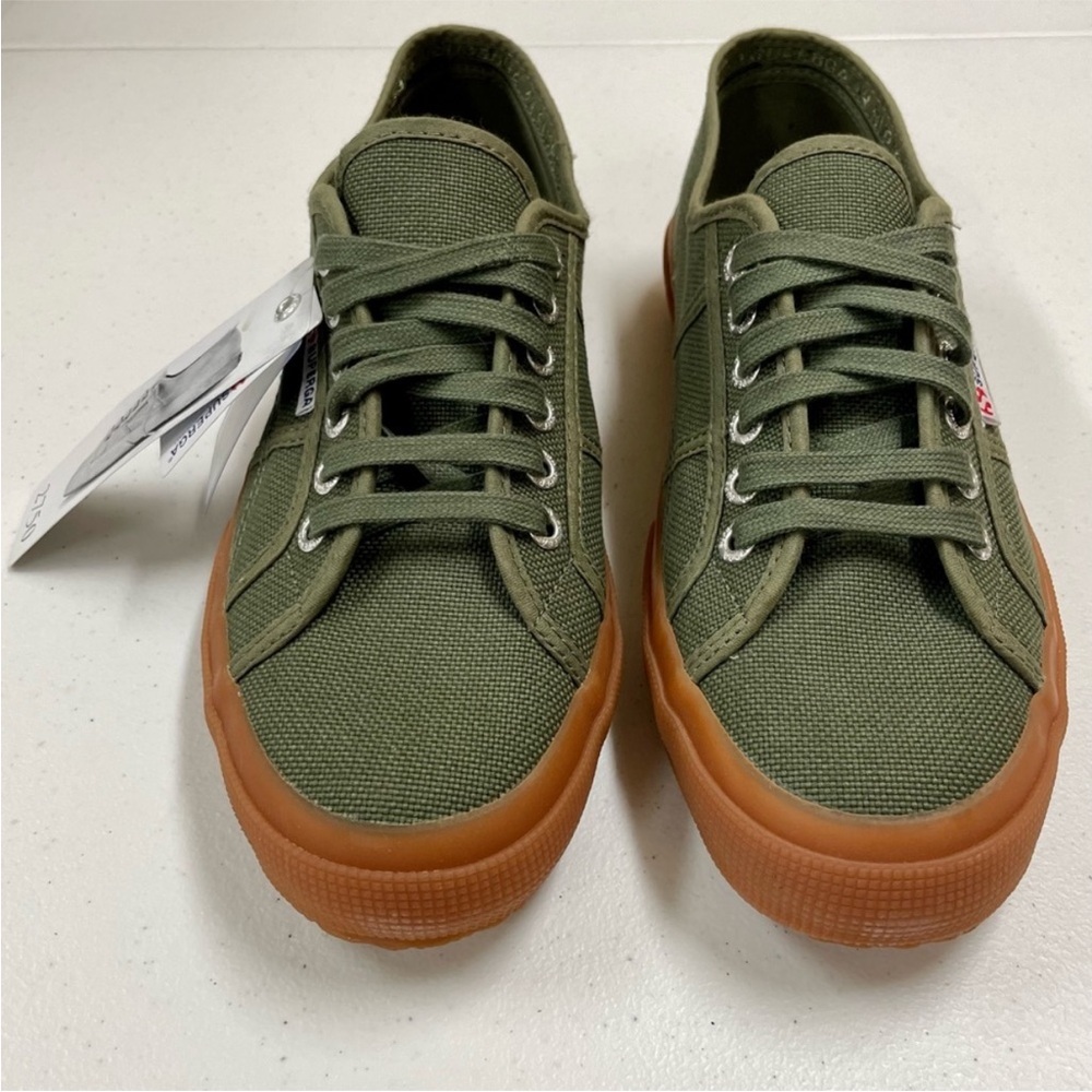 New Superga 2750 Sneakers Mens 10 Womens 11.5 Green Sherwood Gum Cotu Canvas